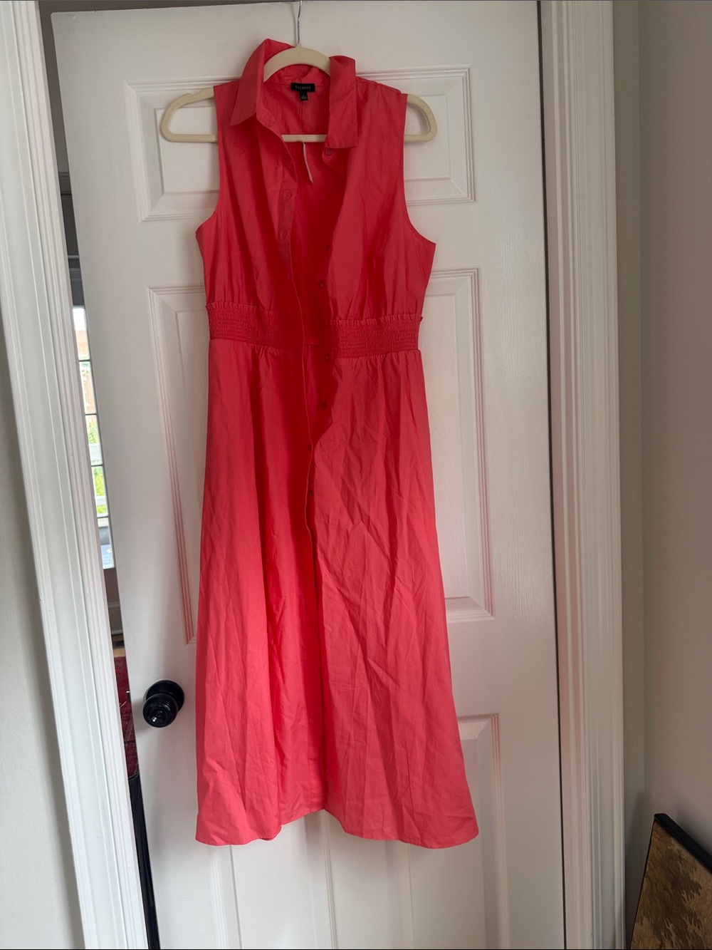 Talbots Sleeveless Coral Button-Front Shirt Dress Pink/Coral size 8 BNWT
